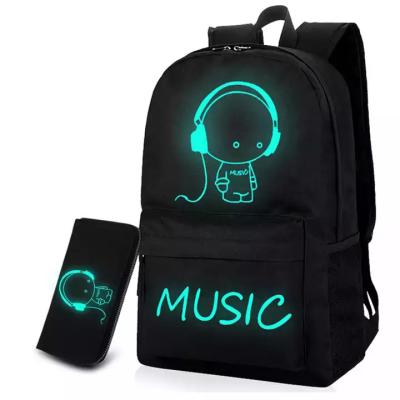 China With USB Silk Printing Backpack For Male Outdoor Anti-theft Laptop Backpack Travel USB Luminous Youth School Bag for sale