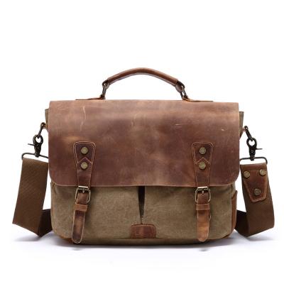 China Vintage Crazy Horse Leather Messenger Bags Laptop Briefcase Cross Leather Satchel - Body Satchel Bag for sale