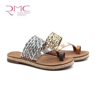 China 2020 Comfortable Round RMC New Arrival PU Ladies Slippers Women Shoes for sale