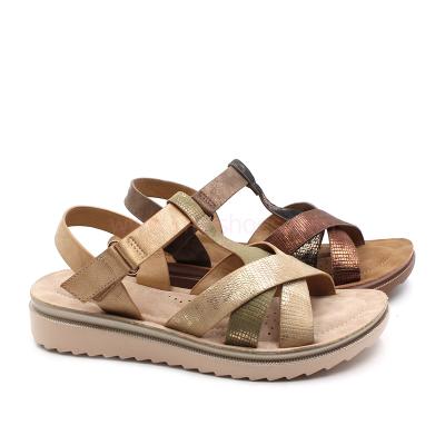 China Lightweight Cross Strap Ladies Summer Unique Comfortable PU Buckle Strap Sandals for sale