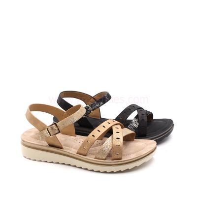 China Wholesale Lightweight PU Single Cross Strap Women Summer Comfortable Single Sandals for sale