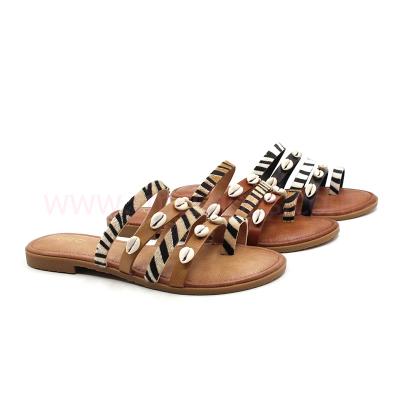 China 2020 Hot Selling Round RMC Beach Shell Ladies Slippers Women Flat Shoes For Summer Spring Autumn for sale