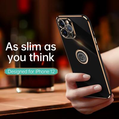 China Luxury High Quality Anti-fall Plating TPU Plating TPU Back Cover Ring Plated Soft Stand For Oppo A74 RENO5 6 A53 A31 A5SA15 A7X Phone Cases for sale