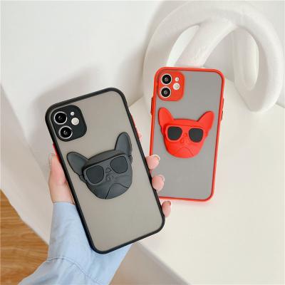 China Anti-fall Matte Shockproof French translucent dog fighting mobile phone case for Samsung A32 A52 A72 A71 S21 Note20 A02S A22 back cover for sale