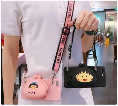 China Anti-fall Sakura Momoko Cartoon Silicon Wallet Mobile Phone Bags Rope For Oppo A15 Realme C11 C20 A94 A72 A54 Reno6 5 4 3 2F Phone Case for sale