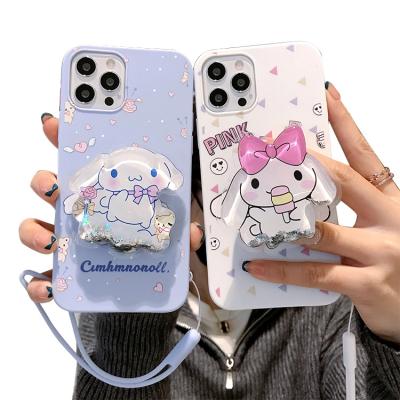 China Hot Selling Cute Cartoon Quicksand Dog Rope Bracket Soft Back Cover For Xiaomi 11lite Redmi 9T NOTE10PRO Cinnamoroll Phone Cases for sale