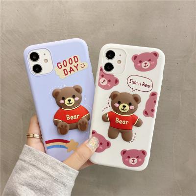 China 2021New Arrival Anti-fall 3D cartoon kawaii bear cover girl soft siliconmobile phone cases for one plus 9T 9PRO 1+8T 1plus 7 pro 1+6 1+5 for sale