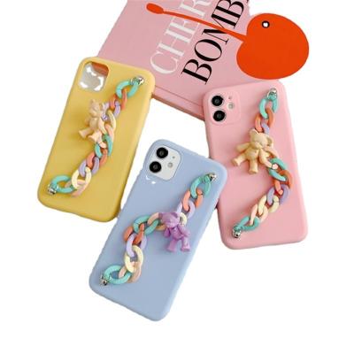 China New Style 3D Cartoon Anti-falling Candy Girl Soft Cover Cell Phone Cases Bear Wristbands For One Plus 1+6 1+5 9T 1+8T 1plus 7 Pro Back Cover for sale