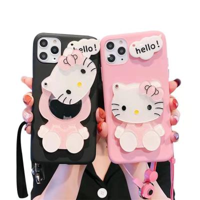 China Readystock+Customizable Anti-drop Cartoon Make Up Soft Mirror TPU Cover Hello Kitty Phone Case For One plus9 9T 1+8 1+8T 1+8PRO 1+7 for sale