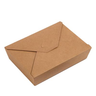 China Disposable Salad Bento Disposable Paper Fast Food Box From Supplier 1480ml Manufacturers Kraft Paper for sale