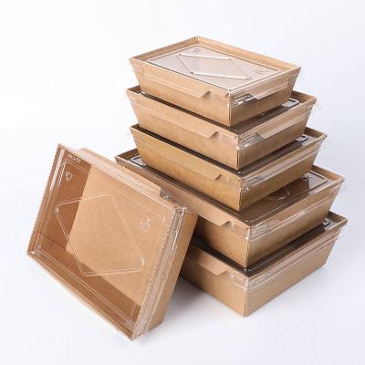 China Custom Printing Biodegradable Take Out Craft Paper Containers Biodegradable Lunch Salad Box With Lid for sale