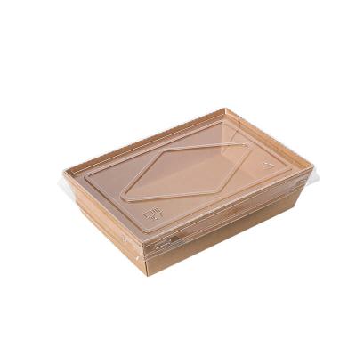 China Customized 1200ml Salad Packing Bowl Biodegradable Biodegradable Brown Kraft Paper Disposable Food Contain Box for sale