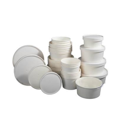 China Eco Friendly Biodegradable Kraft Paper Bowl Coated Pla Lid Noodle Box White Paper Bowl for sale