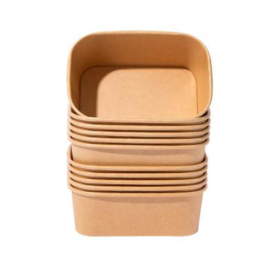 China Disposable Rectangular Food Packaging Factory Supply Biodegradable Lunch Box Paper Packaging Disposable Bowls Boxes For Restaurant for sale