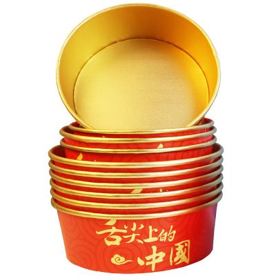 China Biodegradable Custom Logo Disposable Restaurant 32oz Noodle Packaging Box Kraft Paper Bowl With Lid for sale