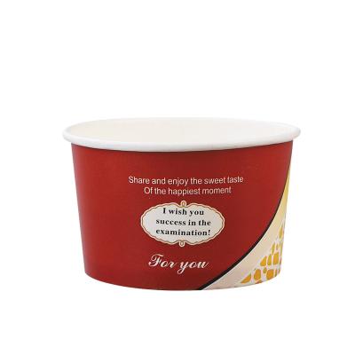 China Biodegradable Disposable Compostable Ice Cream Paper Cup Custom Square Printed Ice Cream Bowls With Paper Lid for sale