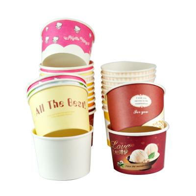 China Biodegradable Custom Printing Disposable Yogurt Bowls Box Paper Cups Ice Cream With Personal Design for sale