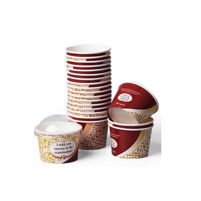 China Biodegradable Disposable Cup 12oz Ice Cream Yogurt Dessert Bowl Paper Ice Cream Paper Cup With Lid for sale