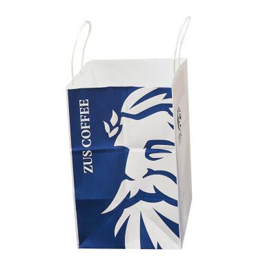 China White Restaurant Handle Christmas Biodegradable Custom Printing Take Out Paper Bag With Your Own Logo for sale