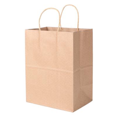 China Biodegradable Grade Kraft Paper Food Deli Delivery Bags Take Out Carry Brown Paper Packaging Bag for sale