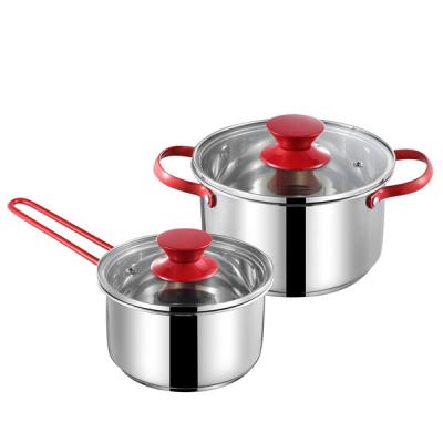 China Stocked new design stainless steel soup pots pot set wholesale cookware set cooking soup and stock pots for sale