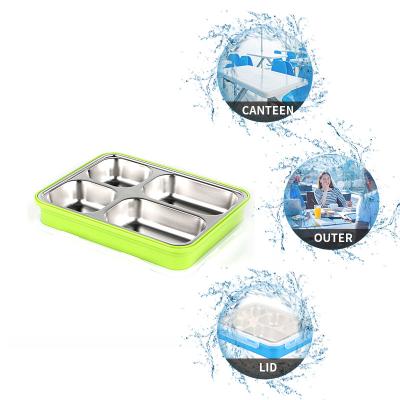 China Sustainable Kitchen High Quality Eco Bento 4 / 5 Compartments Stainless Steel Dish Food for sale