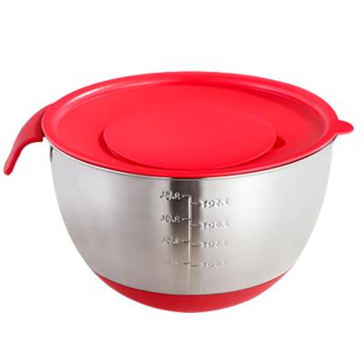 China Colorful Disposable Stainless Steel Mixing Bowl Set Kitchen Cookware Sets Silicone Cookware Sets Nesting Storage Bowls With Silicone Bottom for sale