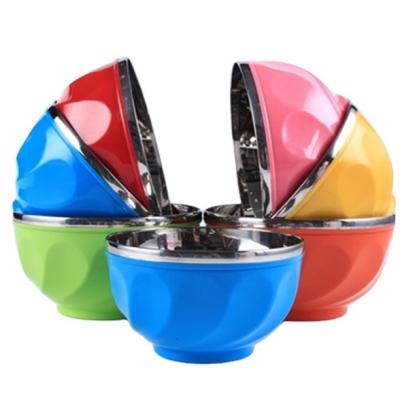 China New Design Stainless Steel Double Wall Baby Salad Bowl Viable Colored Wholesale Soup Bowl for sale