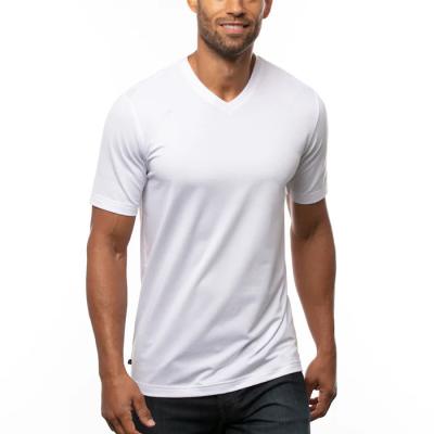 China Custom Made High Quality Quick Dry Pima Cotton Anti-Wrinkle V-Neck T-Shirts Mens Pima Cotton White Printed T-Shirt With Logo for sale