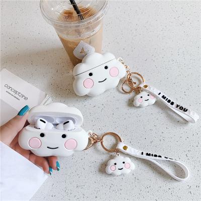 China It's separate (2 in 1) not full set smile clouds shockproof silicone earphone case for Airpods 1 pro 2 cover with lanyard for sale