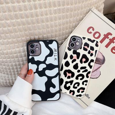 China Protect Your Cell Phone INS Milk Case Leopard Lens Phone Protective Electroplating Case For iPhone 12 pro Max Cover for sale