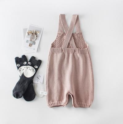 China Cotton One Piece Baby Boy Sleeveless Girl Knitted Rompers Pants Overalls for sale