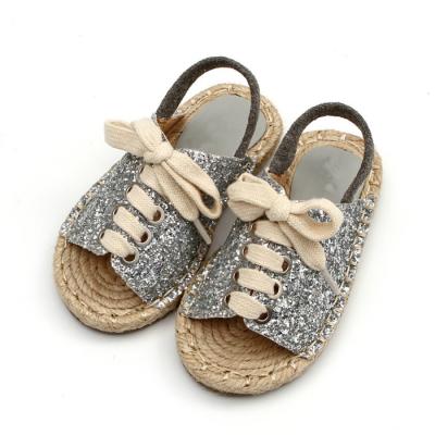 China Custom Silver Glitter Anti-Slippery Glitter Leather Beach Kids Summer Shoes Custom Slides for sale