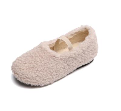 China Wholesale Cute Baby Fashion Round Heels Fur Loafers Slippers Flat Shoes for sale