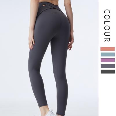 China Women Antibacterial Gym High Waist Running Sportswear With Back Crossover Fitness Yoga Pants for sale