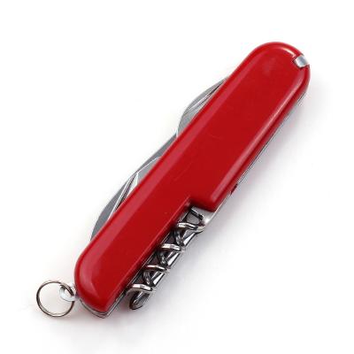 China Mountaineering Stainless Steel Multifunctional Knife Swiss Knife With ABS Red Color Material Handle for sale