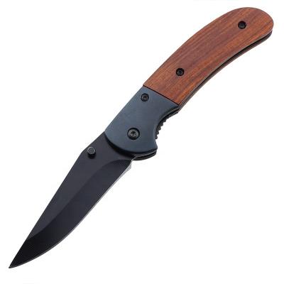 China Survival In The Wild Survival Folding Knife For Outdoor Camping Wood Handle Easy Carry Pocket Knife for sale