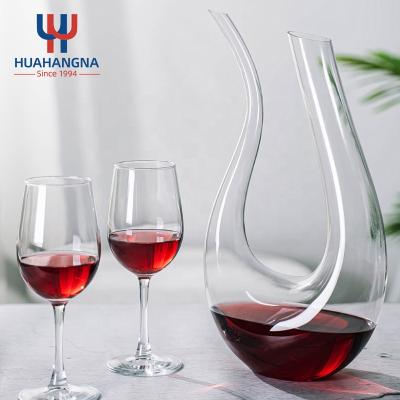 China New Clear Lead Free Crystal Wine Glass Wine Decanter 1400ml 47ozn U Shape Wine Glass Decanter Classic/Postmodern Amazon Success for sale