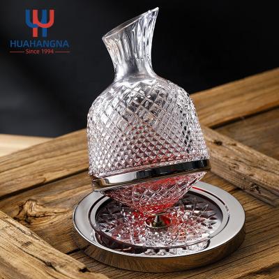 China New Classic/Postmodern Lead Free Red Wine Glass Decanter Set 1L Luxury Crystal Clear Spinning Rotating Wine Decanter With Gift Box for sale