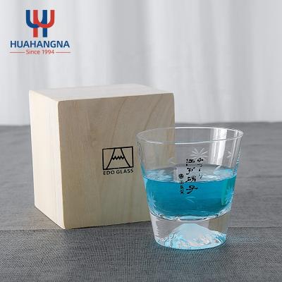 China In Stock Wholesale 350ml 12oz Custom Etched Glass Fuji Fujisan Glass Mountain Rock Glass For Bar Restaurant Hotel for sale