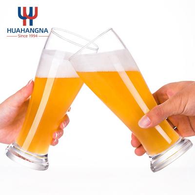 China New Custom Multifunctional Glass Beer Mug 460ml Juice Drink Glasses Mug Clear Logo Printed Beer Mug 15.56oz Classic/Postmodern Support HUAHANGNA for sale