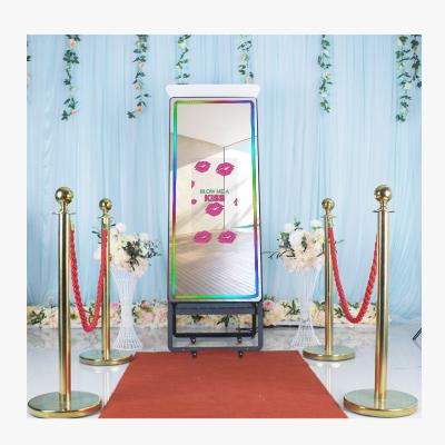 China Magic Selfie Props Wedding Background Party Mirror Photo Booth Slim And Light Portable Magic Kiosk Machine Mirror Led Frame For Events for sale