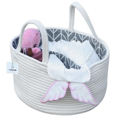 China ICEBLUE HD Eco-friendly Cotton Woven Rope Diaper Cart Bag Baby Diaper Portable Bag for sale