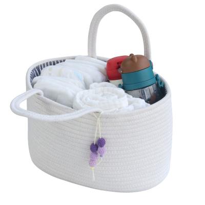 China ICEBLUE HD Eco-friendly Multiple Cotton Woven Rope Connection Infant Storage Baby Diaper Bag for sale