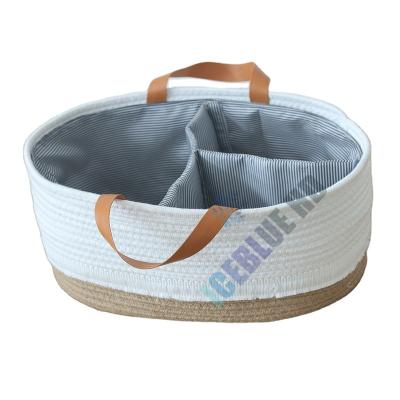 China Detachable Eco-Friendly Baby Bag Rope Cotton Jute ICEBLUE HD Dividers Diaper Cart With Tassel for sale