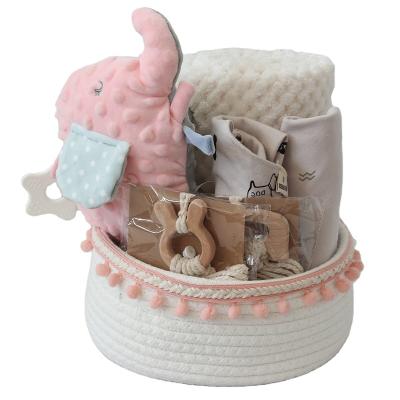 China Doting Soft Cotton Elephant Baby Toy ICEBLUE HD Bib Pillow Gift Set Teether for sale