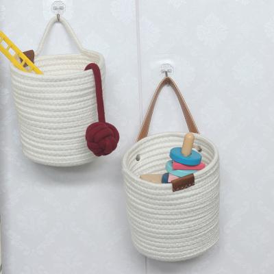 China Cotton Woven Rope Halloween Treat Basket Wall Door Holder Hanging Basket Organizer ICEBLUE HD Natural Material for sale