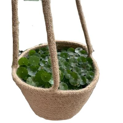 China Available for Hydroponic ICEBLUE HD Ready to Ship Natural Jute Garden Indoor Plant Hanging Basket for sale