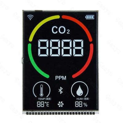 China Black Multi Digit Segment Va Color LCD Custom 7 Segment LCD Glass Display For Carbon Dioxide Detector CO2 Meter 65*48mm carbon for sale