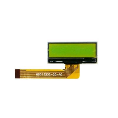 China Industrial Equipment 34.5mm *15mm*1.75mm 132X32 Dots LCD Display STN Yellow&Green Graphic Positive Reflective Pin FPC TOOTH China Factory 6 O'Clock 12 for sale